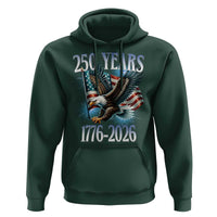 250 Years of American Freedom Hoodie Bald Eagle USA Flag 1776 to 2026 Patriotic - Wonder Print Shop