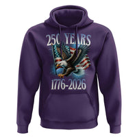 250 Years of American Freedom Hoodie Bald Eagle USA Flag 1776 to 2026 Patriotic - Wonder Print Shop