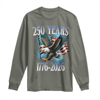 250 Years of American Freedom Long Sleeve Shirt Bald Eagle USA Flag 1776 to 2026 Patriotic - Wonder Print Shop