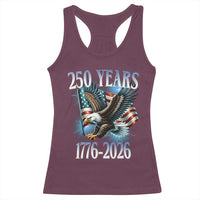 250 Years of American Freedom Racerback Tank Top Bald Eagle USA Flag 1776 to 2026 Patriotic - Wonder Print Shop