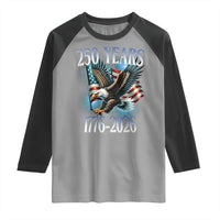 250 Years of American Freedom Raglan Shirt Bald Eagle USA Flag 1776 to 2026 Patriotic - Wonder Print Shop