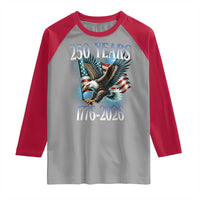 250 Years of American Freedom Raglan Shirt Bald Eagle USA Flag 1776 to 2026 Patriotic - Wonder Print Shop