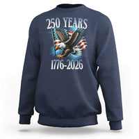250 Years of American Freedom Sweatshirt Bald Eagle USA Flag 1776 to 2026 Patriotic - Wonder Print Shop