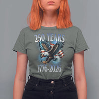 250 Years of American Freedom T Shirt For Women Bald Eagle USA Flag 1776 to 2026 Patriotic - Wonder Print Shop