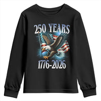 250 Years of American Freedom Youth Sweatshirt Bald Eagle USA Flag 1776 to 2026 Patriotic - Wonder Print Shop