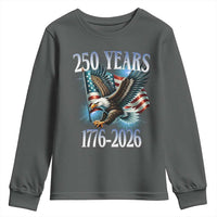 250 Years of American Freedom Youth Sweatshirt Bald Eagle USA Flag 1776 to 2026 Patriotic - Wonder Print Shop