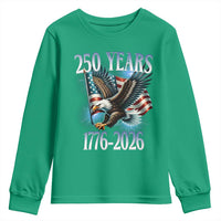 250 Years of American Freedom Youth Sweatshirt Bald Eagle USA Flag 1776 to 2026 Patriotic - Wonder Print Shop