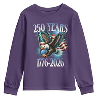 250 Years of American Freedom Youth Sweatshirt Bald Eagle USA Flag 1776 to 2026 Patriotic - Wonder Print Shop