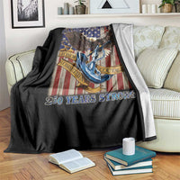 Military Navy 250th Anniversary Throw Blanket Forged of Salt and Steel Patriotic Eagle Anchor American Flag - Wonder Print Shop
