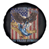 Military Navy 250th Anniversary Spare Tire Cover Forged of Salt and Steel Patriotic Eagle Anchor American Flag - Wonder Print Shop