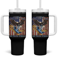 Military Navy 250th Anniversary Tumbler With Handle Forged of Salt and Steel Patriotic Eagle Anchor American Flag - Wonder Print Shop
