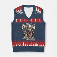 250 Years of Freedom Eagle V-Neck Knit Sweater Vest US 250th Anniversary American Semiquincentennial 2026 Patriotic - Wonder Print Shop