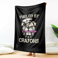 Fueled by Crayons Bulldog Throw Blanket Funny Military Crayon Eater Gift for Veterans - Wonder Print Shop