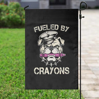 Fueled by Crayons Bulldog Garden Flag Funny Military Crayon Eater Gift for Veterans - Wonder Print Shop