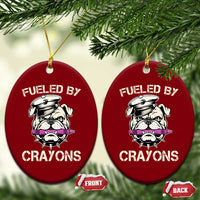 Fueled by Crayons Bulldog Ceramic Ornament Funny Military Crayon Eater Gift for Veterans - Wonder Print Shop