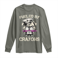 Fueled by Crayons Bulldog Long Sleeve Shirt Funny Military Crayon Eater Gift for Veterans - Wonder Print Shop