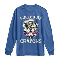Fueled by Crayons Bulldog Long Sleeve Shirt Funny Military Crayon Eater Gift for Veterans - Wonder Print Shop
