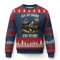 Military Navy 250th Anniversary Ugly Christmas Sweater Sea To Shore 250 Years - Wonder Print Shop