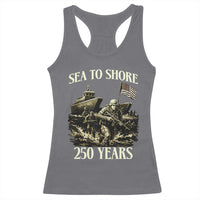 Military Navy 250th Anniversary Racerback Tank Top Sea To Shore 250 Years - Wonder Print Shop