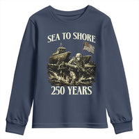 Military Navy 250th Anniversary Youth Sweatshirt Sea To Shore 250 Years - Wonder Print Shop