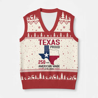 Texas Proud 250 Years V-Neck Knit Sweater Vest American Made 1776 to 2026 Semiquincentennial - Wonder Print Shop