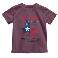 Texas Proud 250 Years Toddler T Shirt American Made 1776 to 2026 Semiquincentennial - Wonder Print Shop