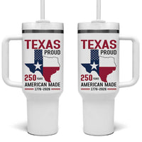 Texas Proud 250 Years Tumbler With Handle American Made 1776 to 2026 Semiquincentennial - Wonder Print Shop