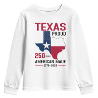 Texas Proud 250 Years Youth Sweatshirt American Made 1776 to 2026 Semiquincentennial - Wonder Print Shop