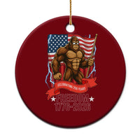 Patriotic Bigfoot US 250th Anniversary Ceramic Ornament Sasquatch Celebrating 250 Years of Freedom 1776 to 2026 - Wonder Print Shop