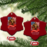 Patriotic Bigfoot US 250th Anniversary Ceramic Ornament Sasquatch Celebrating 250 Years of Freedom 1776 to 2026 - Wonder Print Shop