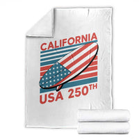 California USA 250th Anniversary Throw Blanket US Semiquincentennial Patriotic Surfboard Graphic - Wonder Print Shop