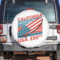 California USA 250th Anniversary Spare Tire Cover US Semiquincentennial Patriotic Surfboard Graphic - Wonder Print Shop