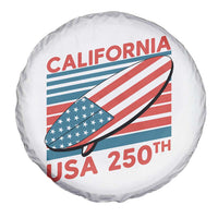 California USA 250th Anniversary Spare Tire Cover US Semiquincentennial Patriotic Surfboard Graphic - Wonder Print Shop