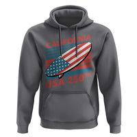 California USA 250th Anniversary Hoodie US Semiquincentennial Patriotic Surfboard Graphic - Wonder Print Shop