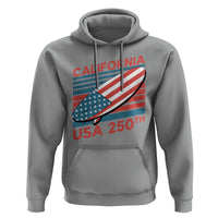 California USA 250th Anniversary Hoodie US Semiquincentennial Patriotic Surfboard Graphic - Wonder Print Shop