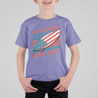 California USA 250th Anniversary T Shirt For Kid US Semiquincentennial Patriotic Surfboard Graphic - Wonder Print Shop