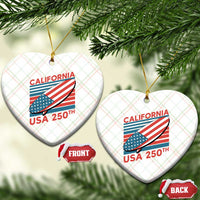 California USA 250th Anniversary Ceramic Ornament US Semiquincentennial Patriotic Surfboard Graphic - Wonder Print Shop