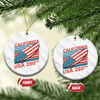 California USA 250th Anniversary Ceramic Ornament US Semiquincentennial Patriotic Surfboard Graphic - Wonder Print Shop
