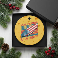 California USA 250th Anniversary Ceramic Ornament US Semiquincentennial Patriotic Surfboard Graphic - Wonder Print Shop