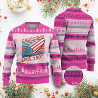 California USA 250th Anniversary Ugly Christmas Sweater US Semiquincentennial Patriotic Surfboard Graphic - Wonder Print Shop
