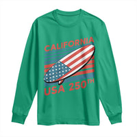 California USA 250th Anniversary Long Sleeve Shirt US Semiquincentennial Patriotic Surfboard Graphic - Wonder Print Shop