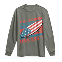 California USA 250th Anniversary Long Sleeve Shirt US Semiquincentennial Patriotic Surfboard Graphic - Wonder Print Shop