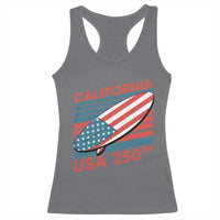 California USA 250th Anniversary Racerback Tank Top US Semiquincentennial Patriotic Surfboard Graphic - Wonder Print Shop