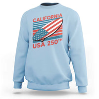 California USA 250th Anniversary Sweatshirt US Semiquincentennial Patriotic Surfboard Graphic - Wonder Print Shop