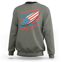 California USA 250th Anniversary Sweatshirt US Semiquincentennial Patriotic Surfboard Graphic - Wonder Print Shop