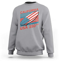 California USA 250th Anniversary Sweatshirt US Semiquincentennial Patriotic Surfboard Graphic - Wonder Print Shop