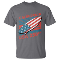 California USA 250th Anniversary T Shirt US Semiquincentennial Patriotic Surfboard Graphic - Wonder Print Shop