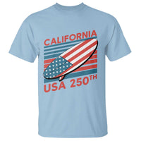 California USA 250th Anniversary T Shirt US Semiquincentennial Patriotic Surfboard Graphic - Wonder Print Shop