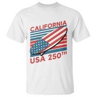California USA 250th Anniversary T Shirt US Semiquincentennial Patriotic Surfboard Graphic - Wonder Print Shop