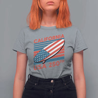 California USA 250th Anniversary T Shirt For Women US Semiquincentennial Patriotic Surfboard Graphic - Wonder Print Shop